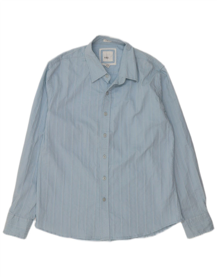 Camicia da uomo slim fit BKE in cotone a righe grandi blu