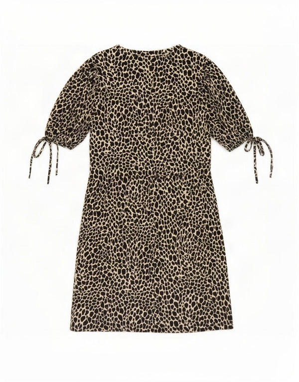 Topshop Abito a trapezio da donna UK 10 Piccolo cotone nero con stampa animalier