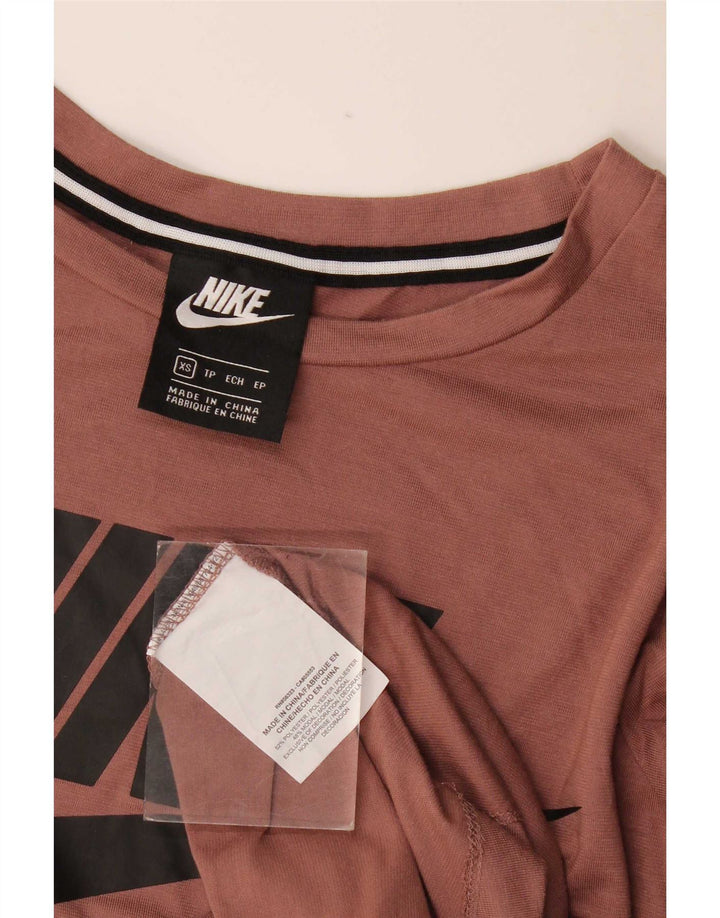 T-shirt grafica da donna Nike Top UK 6 XS poliestere marrone
