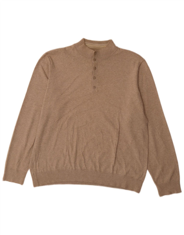 Maglione da uomo Marks & Spencer blu con collo abbottonato XL Beige