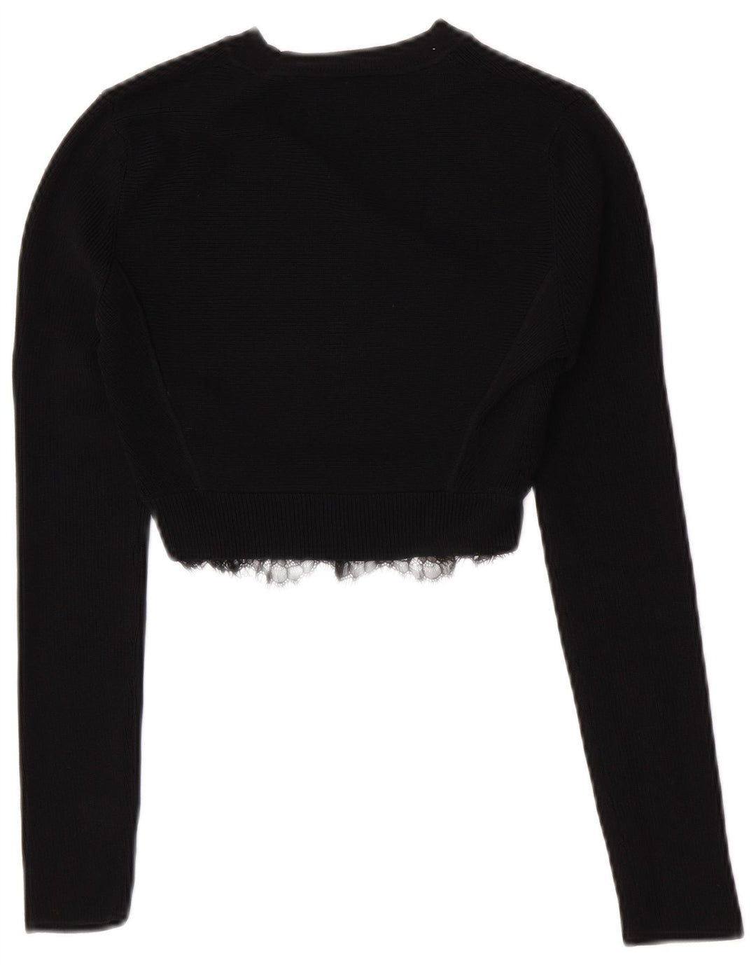 Maglione corto girocollo da donna Zara UK 8 piccolo in viscosa nera