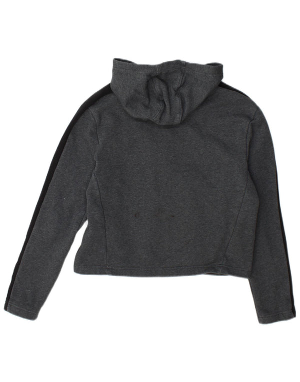 Adidas Girls Hoodie Jumper 13-14 Years Grey Colourblock Cotton