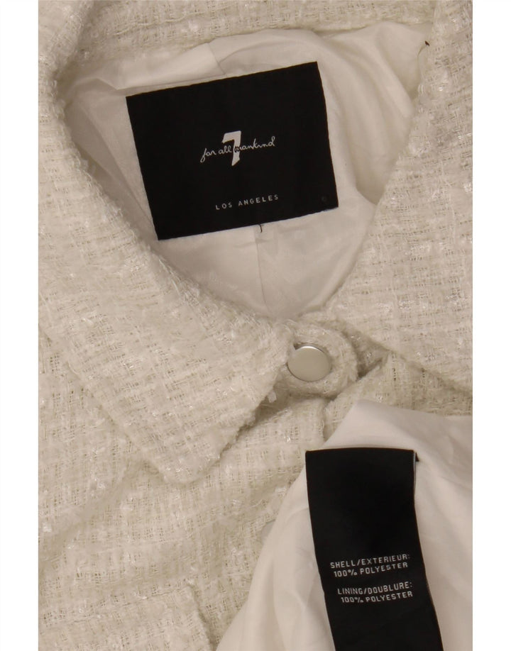 7 FOR ALL MANKIND Giubbotto bomber da donna UK 12 Poliestere bianco medio