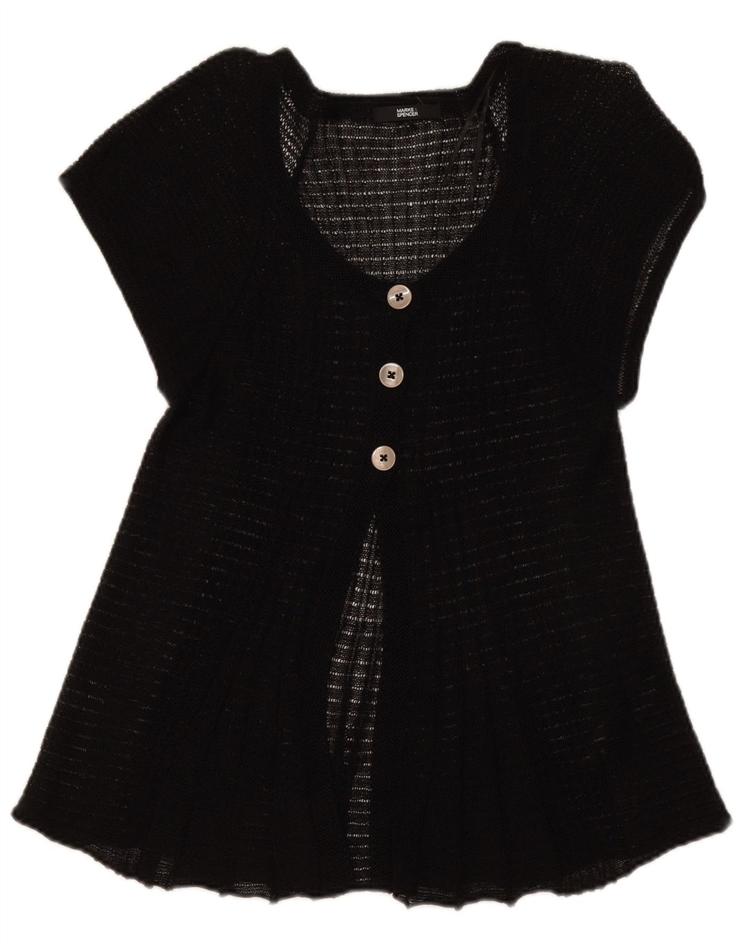 Top cardigan a maniche corte da donna Marks & Spencer UK 14 Lino nero medio