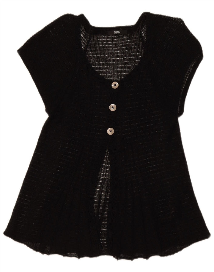 Top cardigan a maniche corte da donna Marks & Spencer UK 14 Lino nero medio