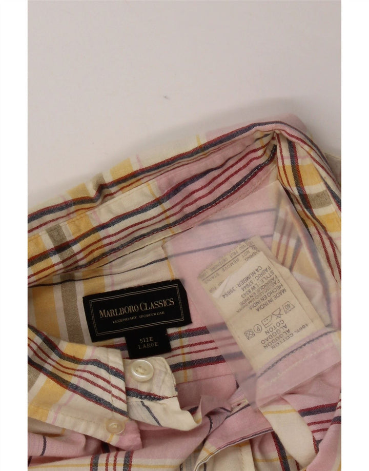 Camicia da uomo Marlboro Classics grande in cotone scozzese multicolore