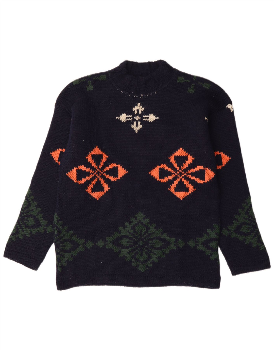 Maglione maglione collo alto da uomo Foxhound grande floreale blu navy
