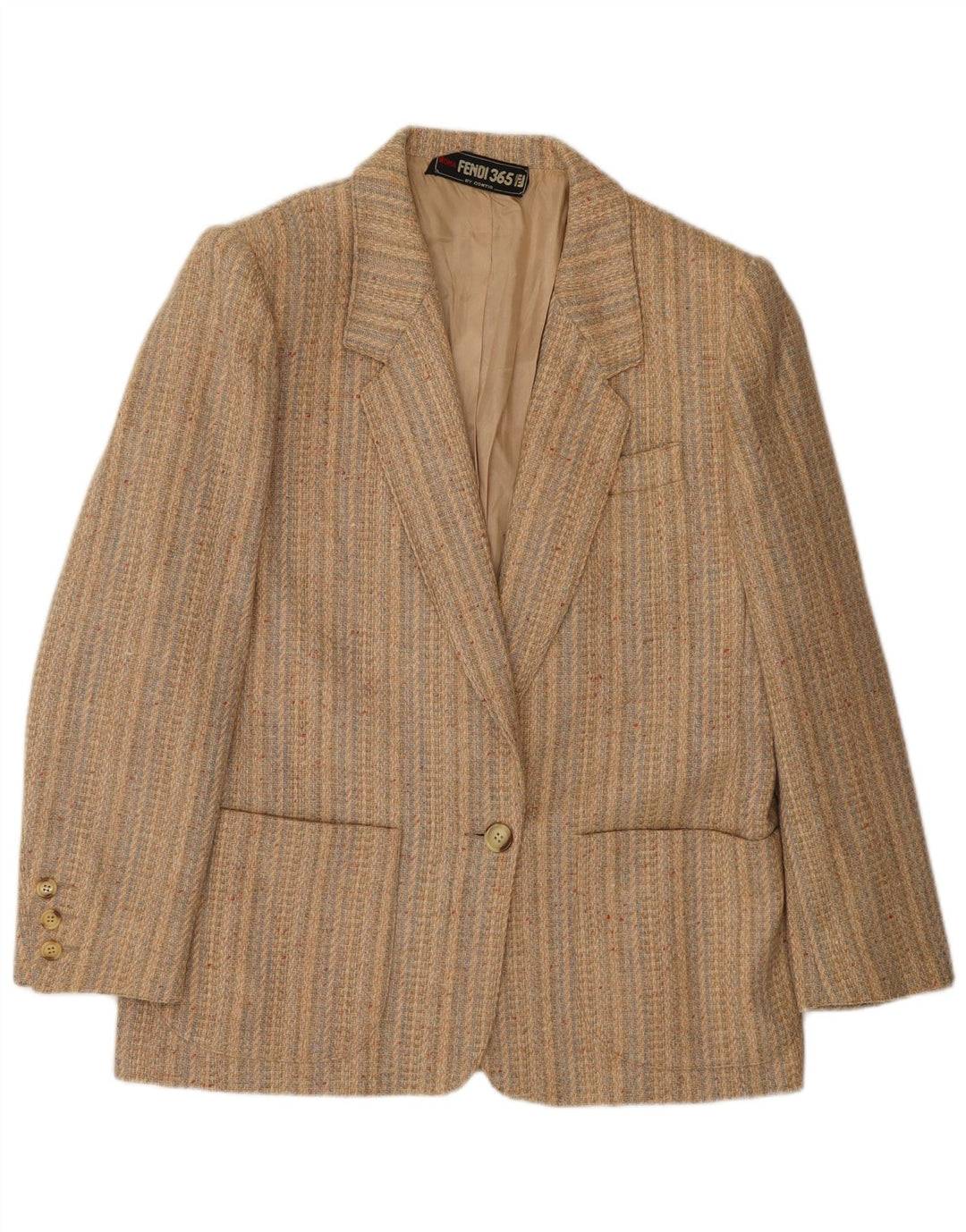 FENDI Giacca Blazer da Donna a 2 Bottoni IT 44 Classica a Righe Beige Medio