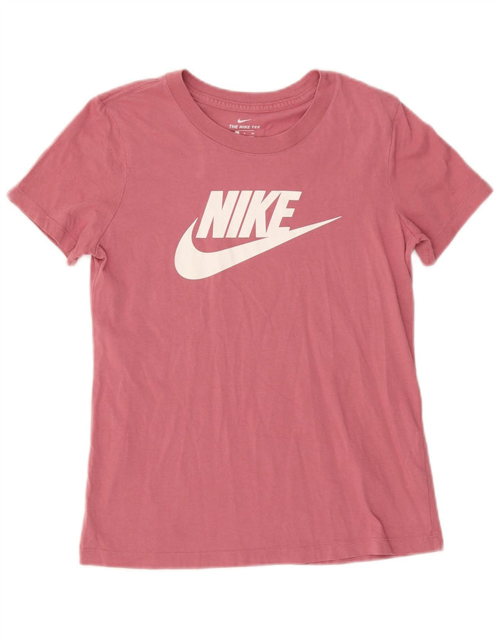 T-shirt grafica da donna NIKE Top UK 10 piccola in cotone rosa