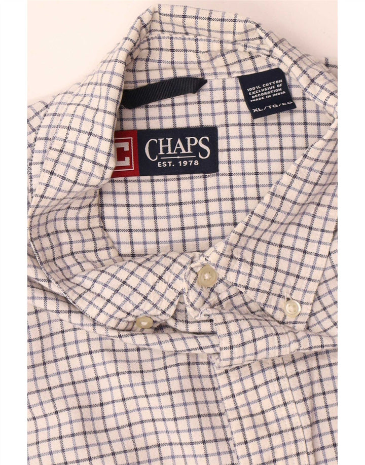 Camicia da uomo Chaps XL in cotone a quadri bianchi