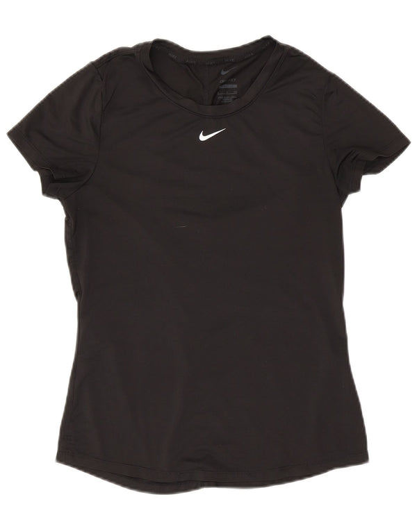 T-shirt NIKE Dri Fit Slim Fit da donna Top UK 10 Small Poliestere nero