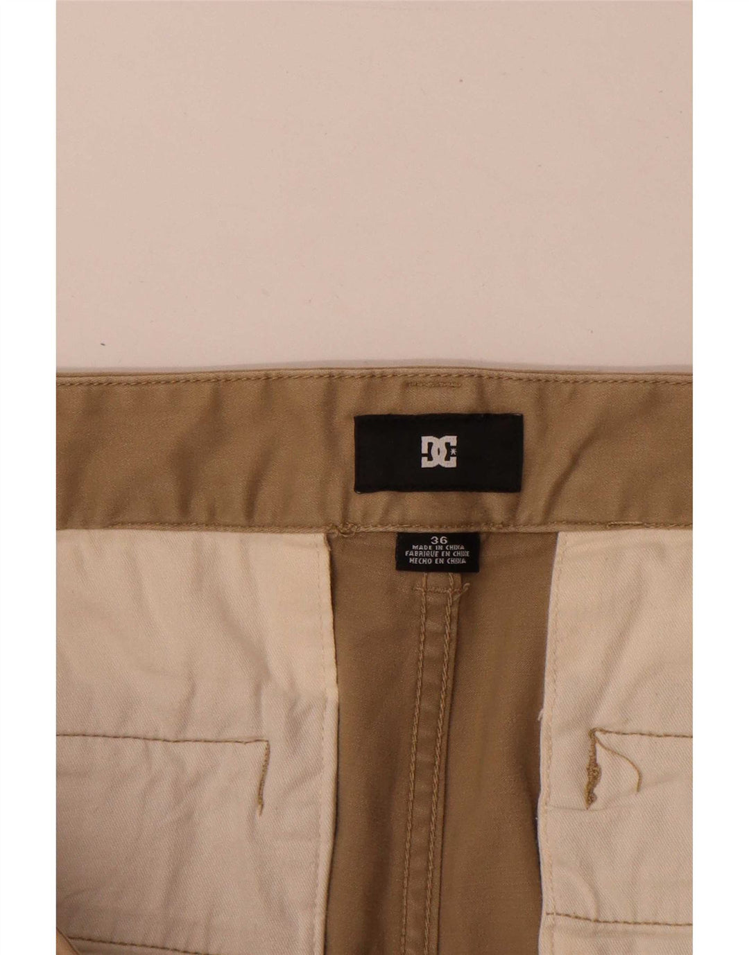 Pantaloncini chino da uomo DC W36 grandi in cotone beige