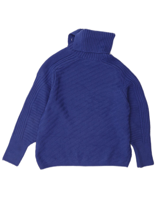 Maglione maglione a collo alto da donna Marks & Spencer UK 10 piccolo acrilico blu