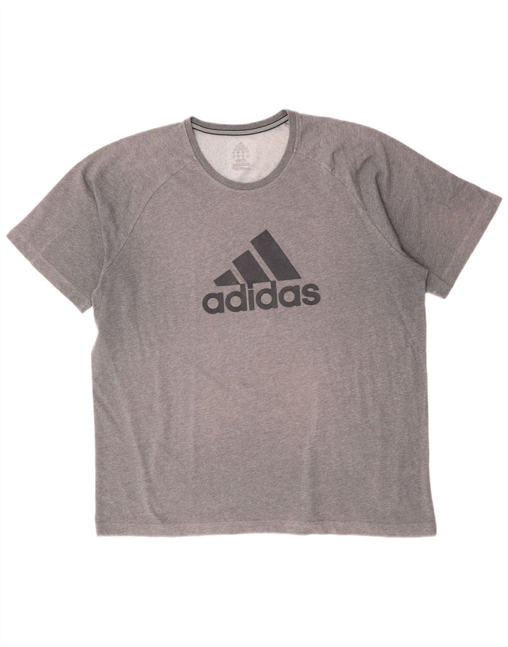 T-shirt grafica ADIDAS da uomo Climalite Top XL poliestere grigio
