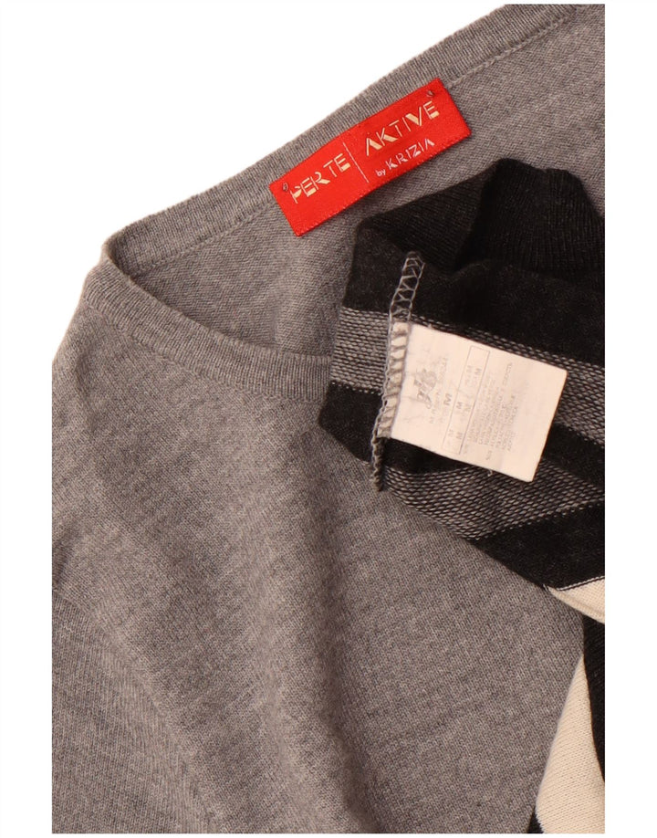 Maglione da donna con scollo a barca Perte by Krizia UK 14 Grigio medio a righe
