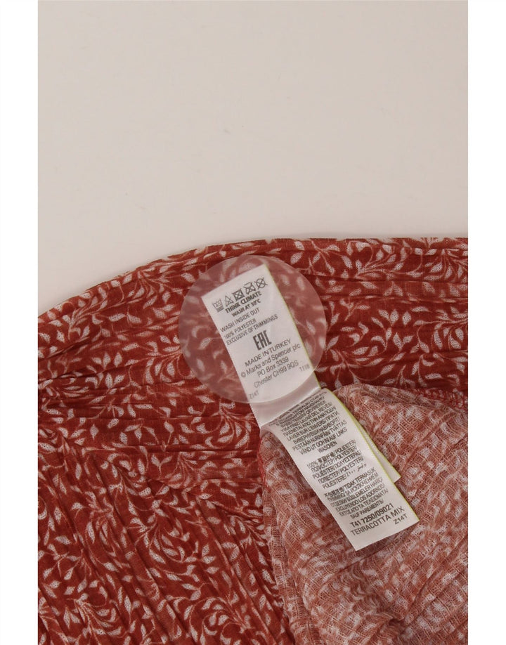 MARKS & SPENCER Camicetta a maniche lunghe da donna UK 12 Rosso medio floreale