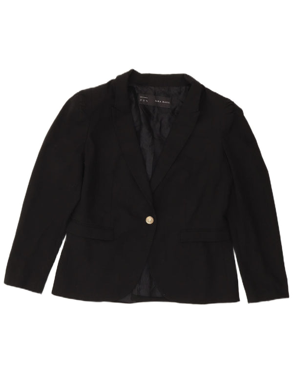 Giacca blazer a 1 bottone da donna Zara UK 18 XL poliestere nero