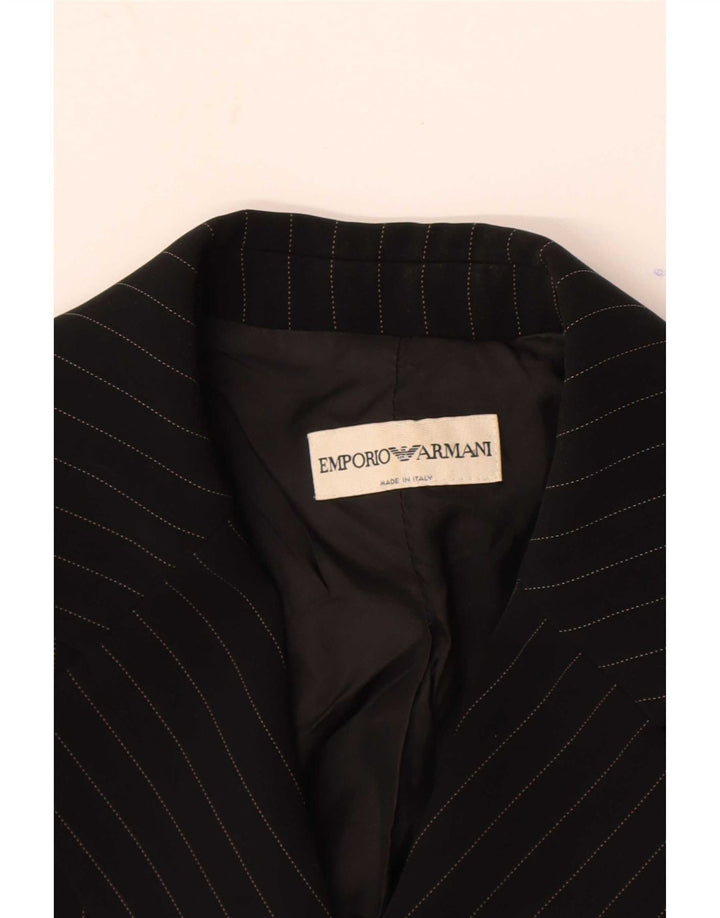 Giacca blazer da donna a 1 bottone Emporio Armani UK 8 piccolo gessato nero