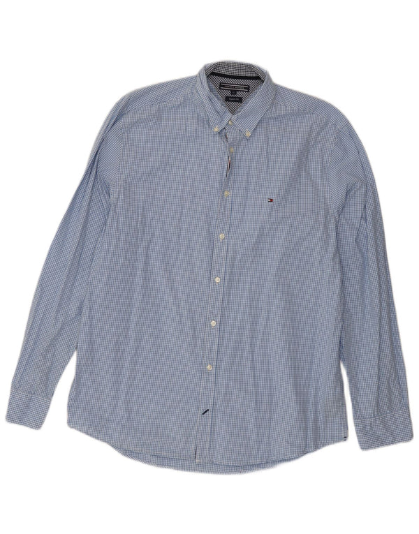 Camicia da uomo Regular Fit Tommy Hilfiger XL blu in cotone a quadretti