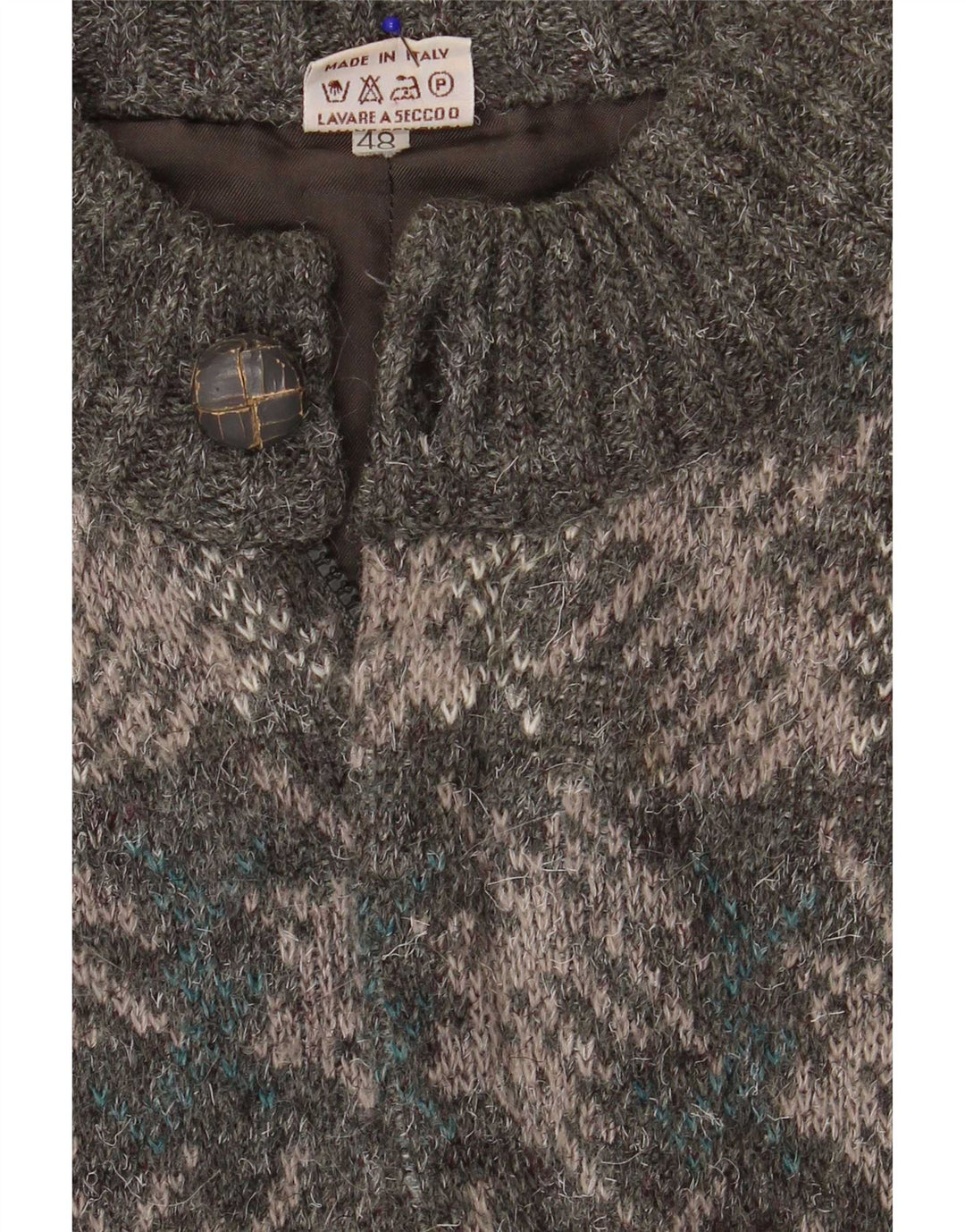 Maglione cardigan da uomo vintage IT 48 Grigio medio geometrico