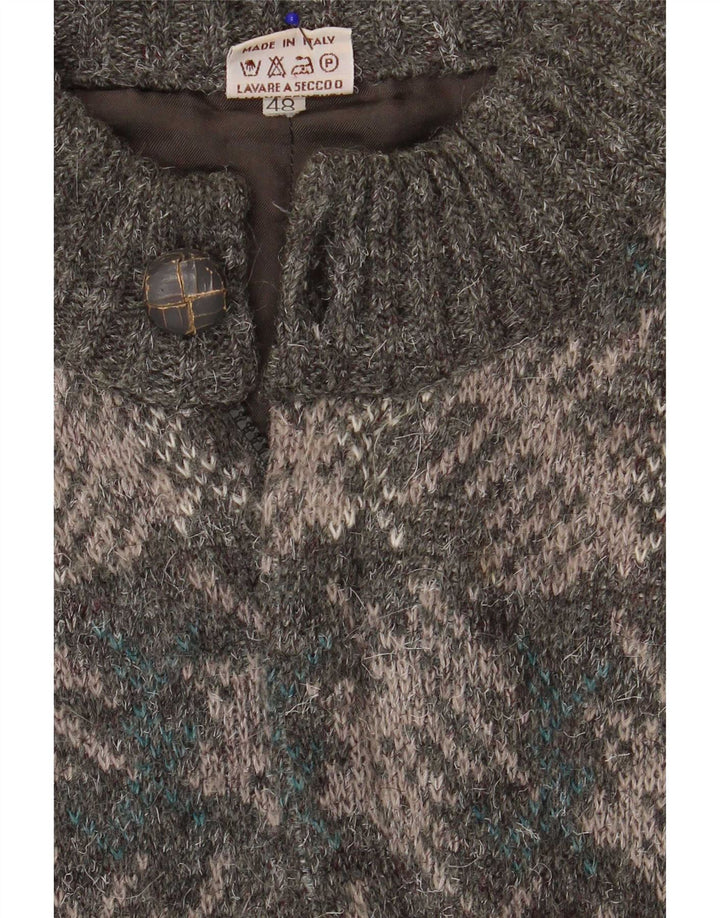 Maglione cardigan da uomo vintage IT 48 Grigio medio geometrico