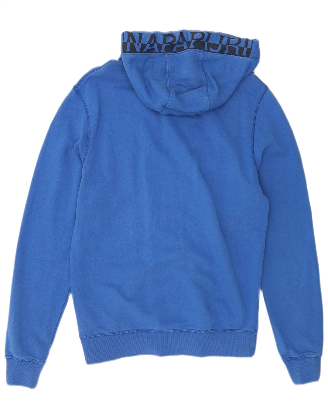 Maglione con cappuccio e zip grafica da uomo Napapijri in cotone blu medio