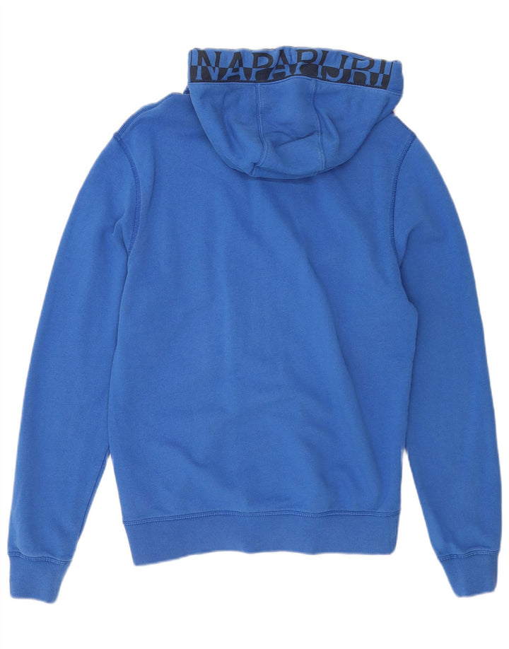 Maglione con cappuccio e zip grafica da uomo Napapijri in cotone blu medio