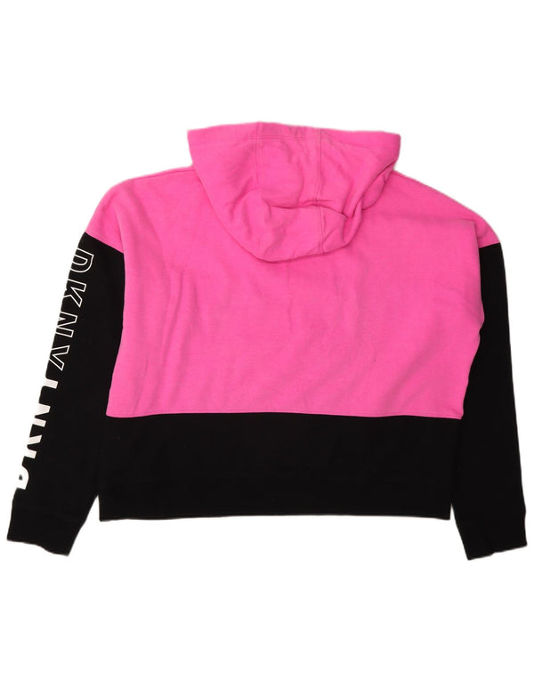 Maglione con cappuccio oversize grafico da donna Dkny UK 14 Colorblock rosa medio
