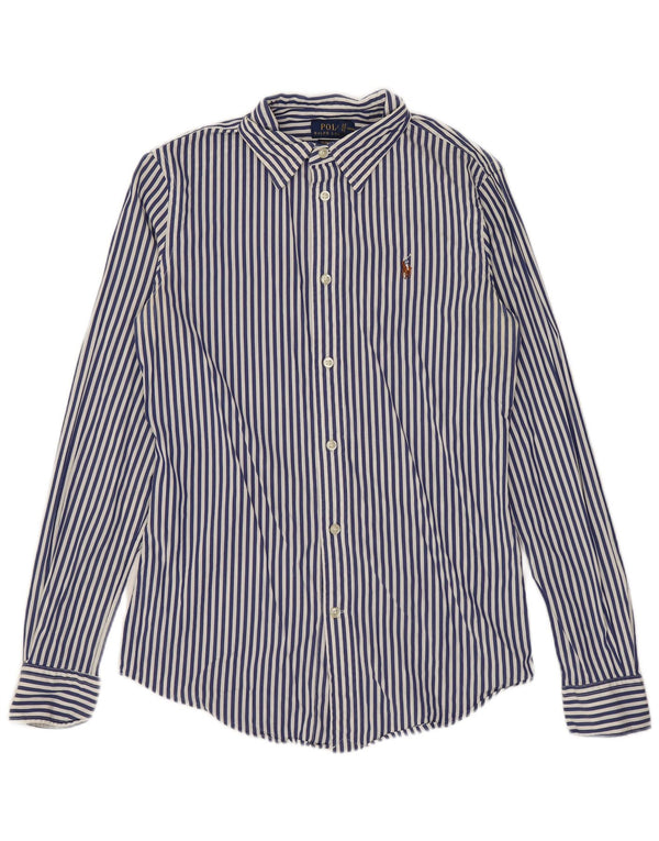 Polo Ralph Lauren Camicia slim elasticizzata da donna US 4 Small Blu Navy gessato