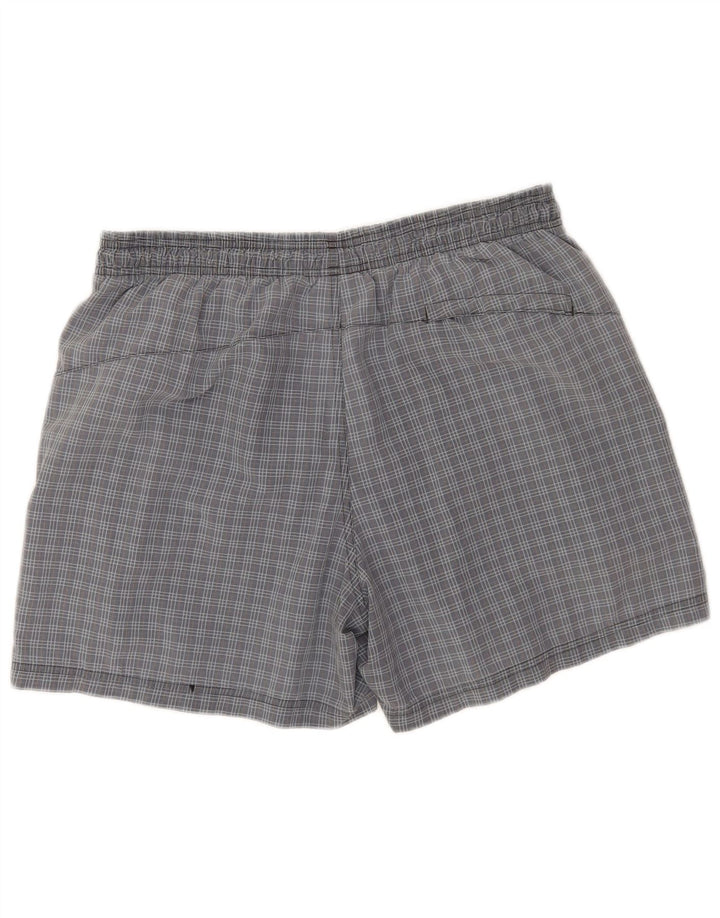 Pantaloncini da bagno Adidas da uomo di grandi dimensioni in nylon grigio a quadri