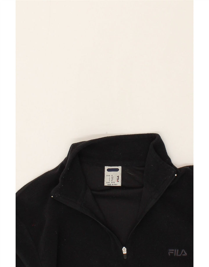 FILA Womens Zip Neck Fleece Jumper IT 44 Medium Black Polyester Vintage Fila and Second-Hand Fila from Messina Hembry 