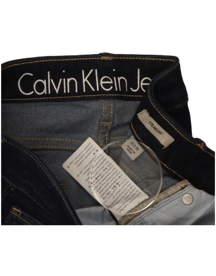 Jeans dritti da donna Calvin Klein W25 L30 cotone blu navy
