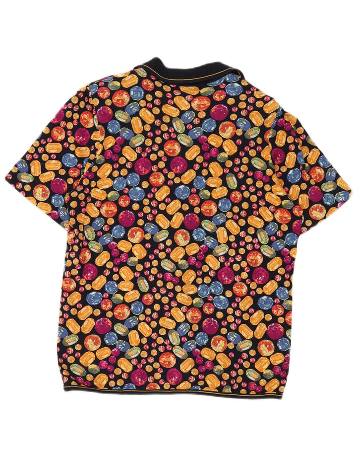 Camicetta vintage da donna a maniche corte UK 14 media multicolore maculata