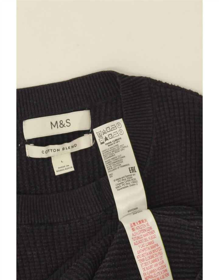 Maglione maglione girocollo da uomo Marks & Spencer grande poliestere blu navy