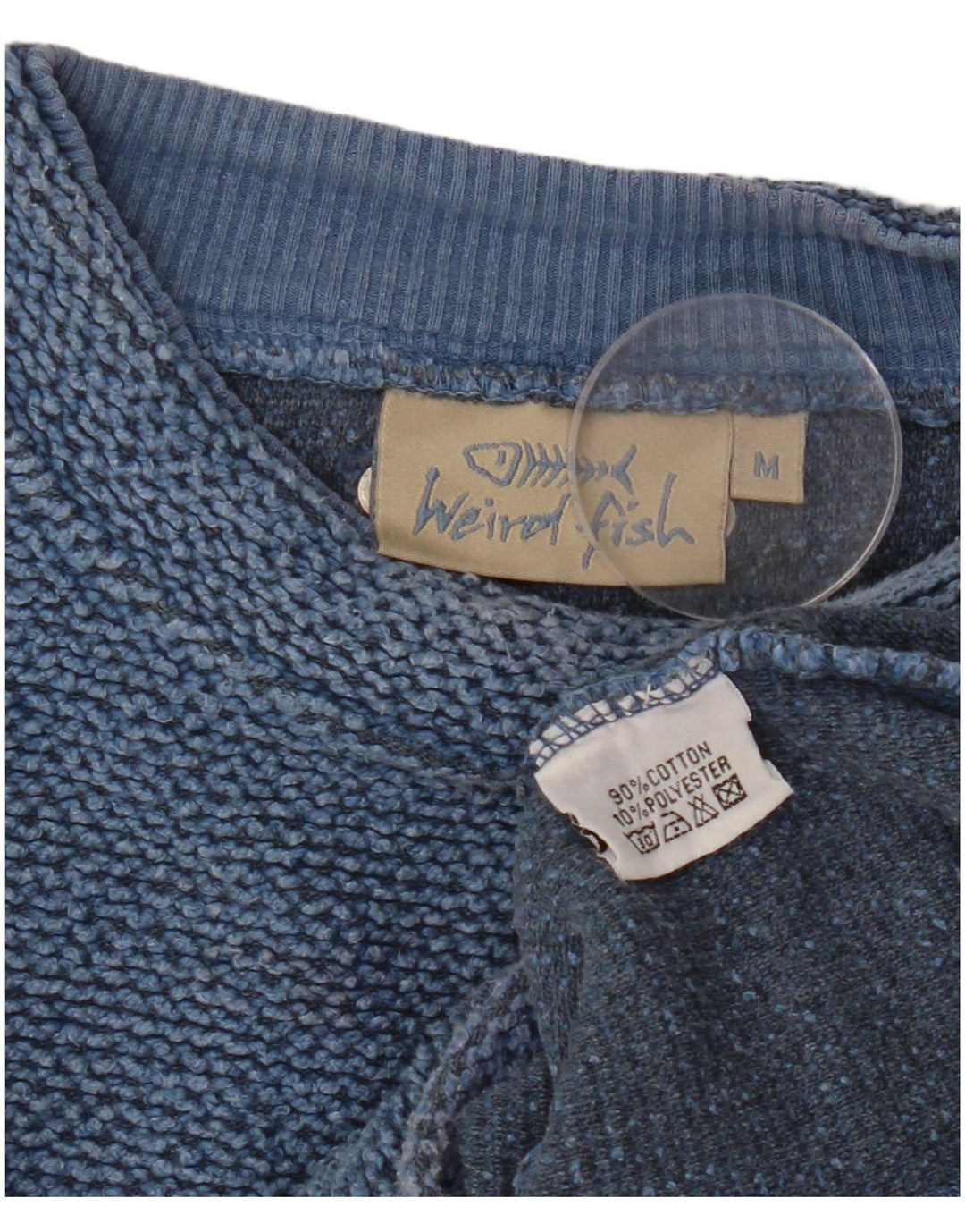 WEIRD FISH Felpa da donna Maglione UK 14 Cotone blu medio