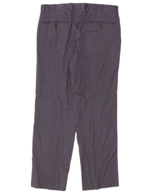 Pantaloni da abito dritti da uomo Ralph Lauren W33 L30 poliestere blu navy