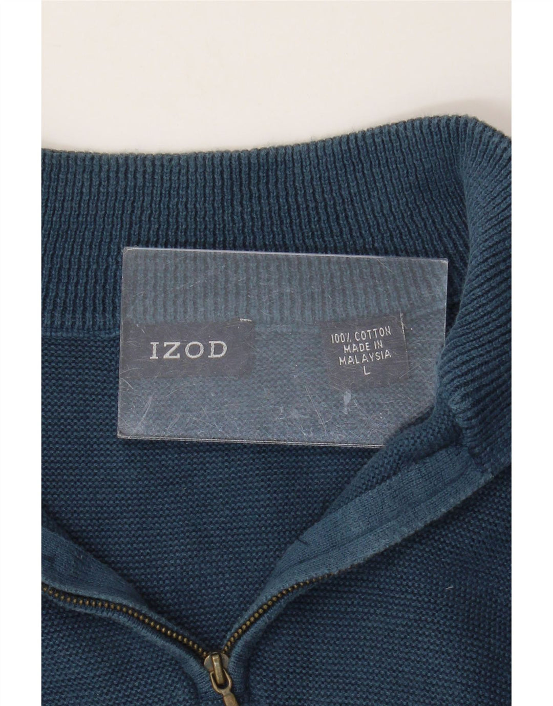 Maglione da uomo con zip e collo Izod, grande, in cotone blu