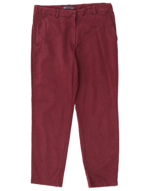 Pantaloni chino affusolati da donna Marks & Spencer UK 12 medio W28 L26 Borgogna