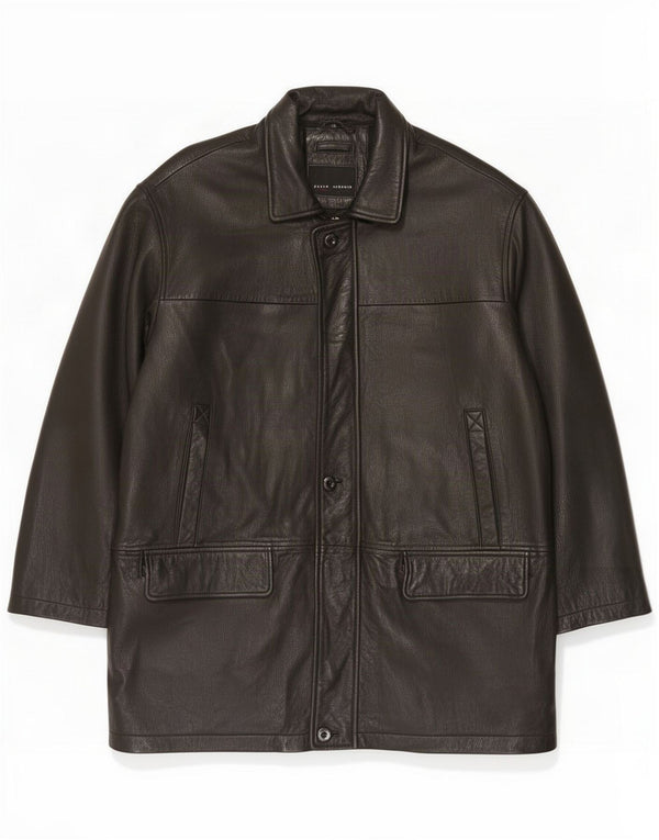 Paolo Negrato Cappotto in pelle da uomo UK 44 2XL Nero