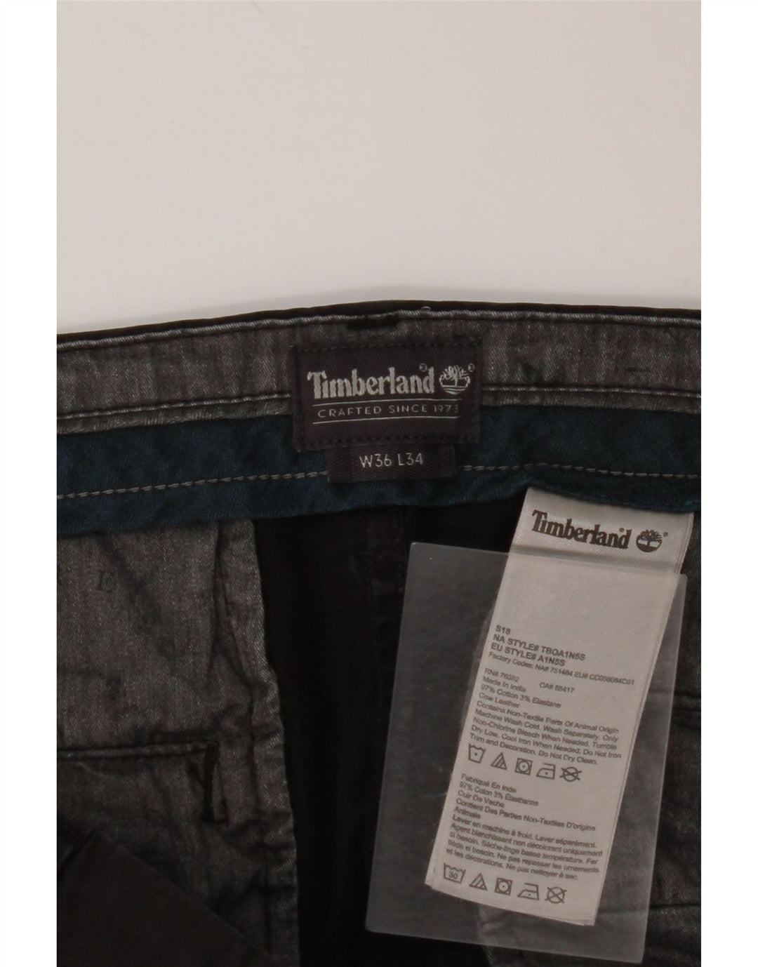 Pantaloni chino dritti da donna TIMBERLAND W36 L34 cotone nero