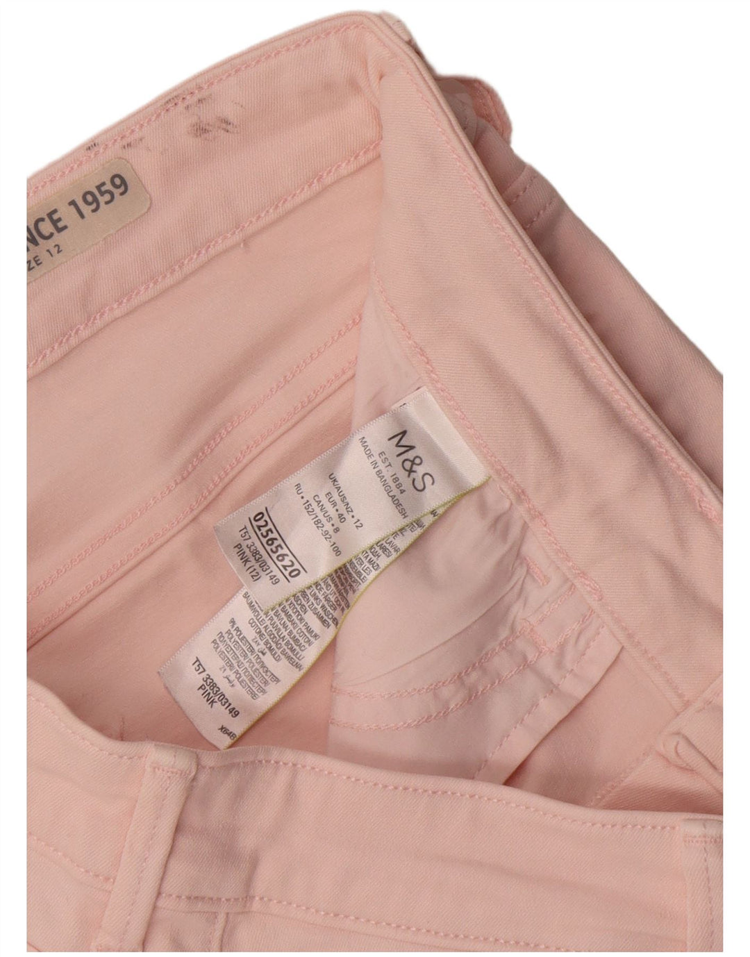 Pantaloncini di jeans da donna Marks & Spencer UK 12 medi W30 cotone rosa