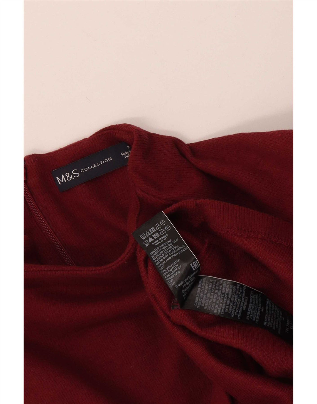 Marks & Spencer Top da donna manica 3/4 UK 8 Small Borgogna Poliestere
