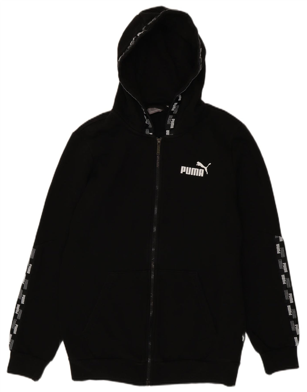 Felpa con cappuccio e zip grafica da uomo Puma piccola in cotone nero