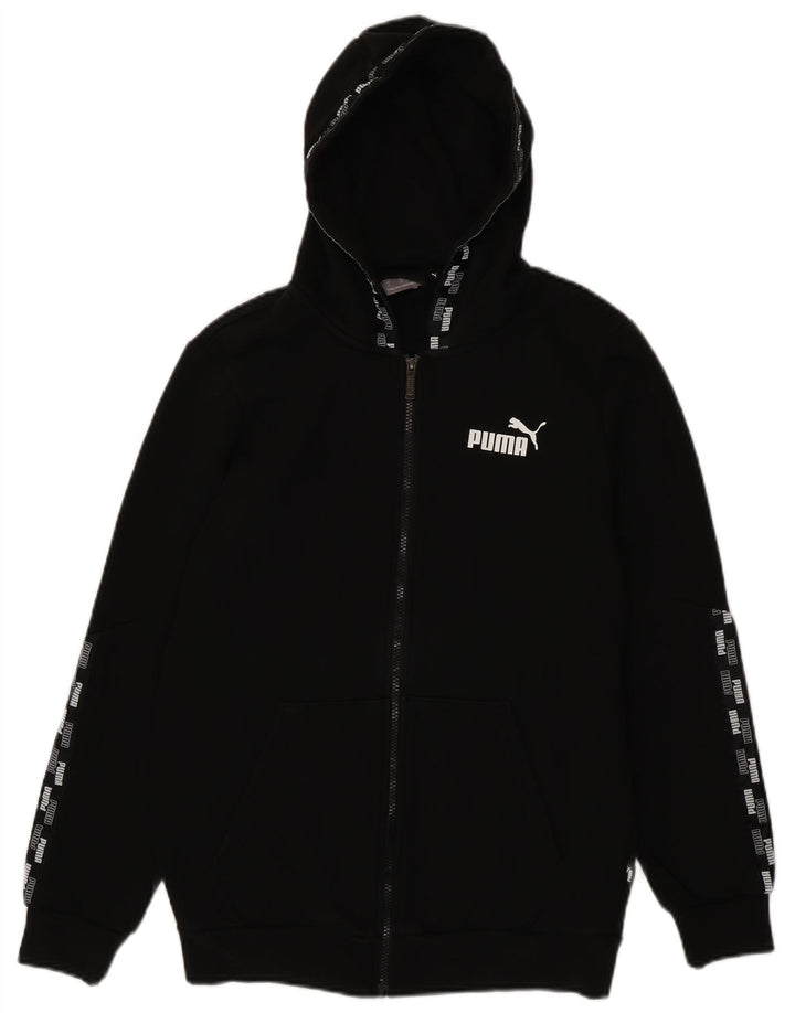 Felpa con cappuccio e zip grafica da uomo Puma piccola in cotone nero