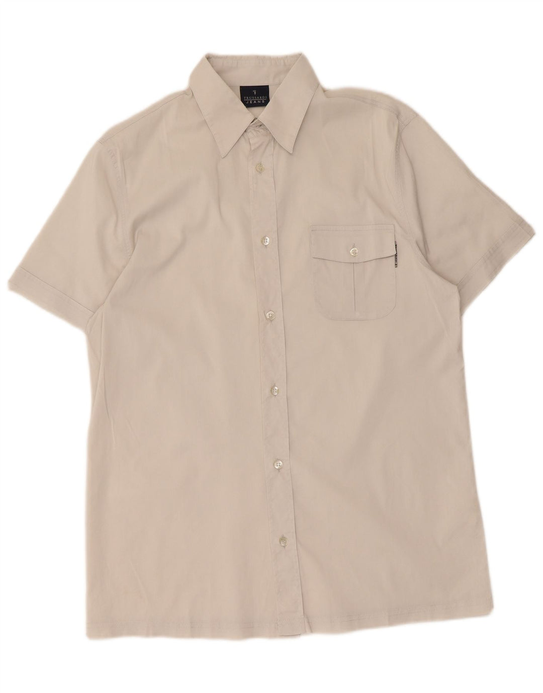 Camicia Uomo Trussardi Jeans Manica Corta Cotone Bianco Medio