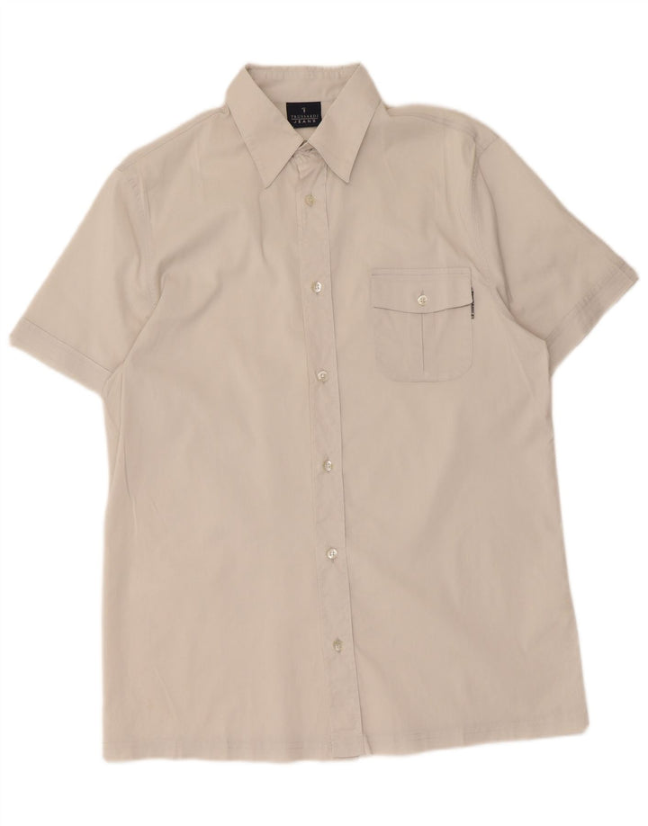 Camicia Uomo Trussardi Jeans Manica Corta Cotone Bianco Medio