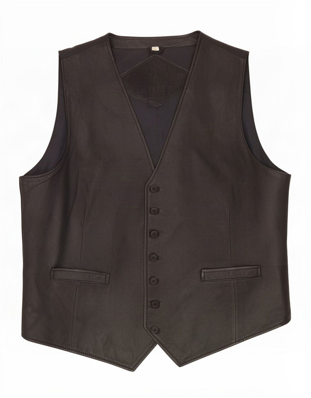 Gilet in pelle da uomo vintage IT 54 XL Nero