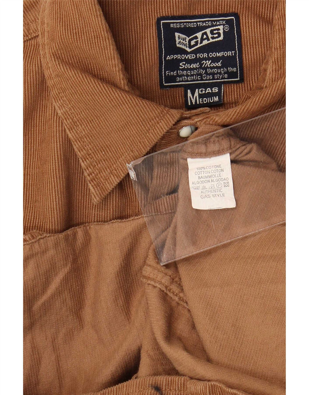 Camicia da uomo in velluto a coste Gas, cotone marrone medio