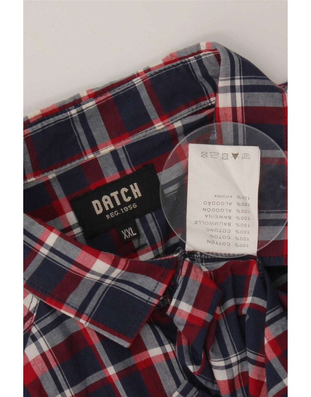 Camicia a maniche corte da uomo Datch 2XL in cotone a quadri blu navy