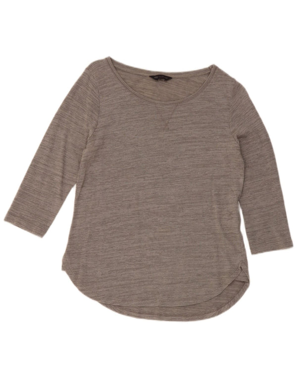 Marks & Spencer Top da donna manica 3/4 UK 10 Small Viscosa chiazzata grigia